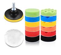 15 Pcs Car Polishing Pads for Drill, Car Polishers and Buffers Sponges Wool Buffing Pads, for Cordless Screwdrivers, Polishing Machines, Auto Polisher, Sanding, Waxing, Drill Attactment