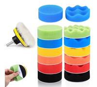 15 PCS Car Polishing Pads Kit, 80MM Car Scratch Repair Kit, Buffing Pads for Drill, Foam Polish Pads with M10 Drill Adapter for Car Polisher Drill Adapter Detail Cleaning