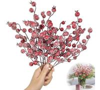 15 PCS Christmas Artificial Red Berry Picks Snow Tipped Berry Branches Christmas Wreath Decoration Supplies Artificial Snowy RedBerry Stems for Garland Xmas Tree Craft Table Centerpiece