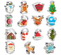 15 Pcs Christmas Cookie Cutters Set, Stainless Steel Christmas Biscuit Cutters Safe for Childrenm, Easy Dishwasher Cleaning, Ideal for Cookies, Cakes and Fondant Decorations