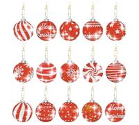15 Pcs Christmas DIY Diamond Painting Keychain,Red White Christmas Balls Double Sided Full Drill Diamond Keyrings,Round Xmas Diamond Art Craft Kits Key Rings for Kids Adult,Purse Key Bag Pendant Decor