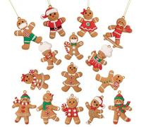 15 Pcs Christmas Tree Decorations, Gingerbread Man Ornaments, Festive Holiday Decor for Cards and Gift Wrapping, 7x5cm, Premium Material