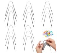 15 Pcs Circular Knitting Needles Set with 30 Stitch Markers, Short U Shaped Stainless Steel Knitting Needles for Socks, Interchangeable Sizes for Hats Sleeves Cuffs Scarves