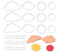 15 PCS Cloud Theme Cookie Cutters Set Cake Fondant Decorating Tools Plastic Fondant Cutter Detailed Biscuit Cutter Mold for Baking and Crafts Ideal on Fondant Dough Clay