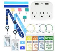 15 Pcs Cruise Essentials Accessories Kit Must Haves Set Include Non-Surge Power Strip, Retractable Cruise Lanyards for Ship Card, Luggage Tags Holder, Towel Bands, Anti Nausea Wristband, Magnetic Hook