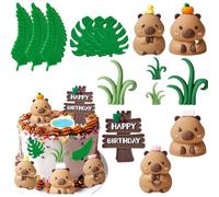 15 Pcs Cute Capybara Birthday Decorations for Adorable Animal Cakes, Capybara Cake Topper, Capybara Cake Decorations Suitable for Kids Themed Birthday Parties, Baby Showers Party Favors