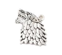 15 Pcs Dire Wolf Tibetan Style Alloy Pendants, Lead Free & Cadmium Free, Antique Silver, 27x44x5mm, Hole: 3mm, GOT, Direwolffor Jewelry Making, Arts & Crafts