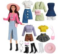 15 Pcs Dolls Clothes and Accessories Compatible with Barbie 11.5 inch Doll，Include 3 Sets Spring Fashion Arrivals 3 Sets Summer Everyday Outfits 2 Necklaces 3 Pairs of Shoes 2 Glasses 1 Bag 1 Hat