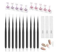 15 PCS Double End Nail Liner Brushes Kit with Stand Display and Professional Nail Files,Dotting Pen Tools Suitable for Long Lines,Details Polish