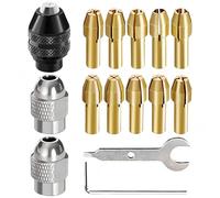 15 Pcs Drill Chuck Kit,Collet Set Compatible with Dremel Bit Chucking Change Accessory Swivel and 0.8-3.2mm Shank Replacement Brass Nut,for 4486 Keyless Quick Rotary Adapter Tool 3000 4000 7700 8200