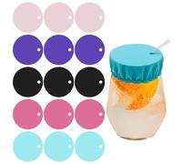 15 Pcs Drink Covers Anti Spike, Reusable Cup Covers for Drinks with Straw Hole, Universal Fit for Most Cups, Essential for Bar, Club, and Travel Safety (Black, Pink, Red, Purple, Blue)