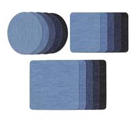 15 PCS Fabric Patches for Clothes 5 Colors 3 Sizes Assorted Clothing Repair Patches Square Rectangle Oval Iron On & Sew On Fabric Patches for Jackets Jeans Bags DIY Decoration (15)