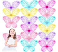 15 Pcs Fairy Wings,Butterfly Wings Dress Up Glitter Fairy Costumes Sparkle Princess Wings Bulk for Birthday Party Gifts