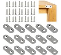 15 Pcs Flat Brackets for Wood, Mending Plates with 30pcs Screws, Metal Joining Plates for Repairing, Fixing, Joining Furniture Connector (36 x 16mm)
