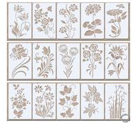 15 pcs Flower Stencils, BOSOIRSOU Plant Rose Stencil Templates Botanical Leaves Drawing Templates for Craft Scrapbooking Painting on Wall Wood