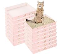 15 Pcs Foldable Cardboard Kitty Litter Tray, Disposable Cat Litter Trays, Disposable Litter Boxes, Travel Litter Box For Cats, Portable Foldable Paper Kitty Litter Tray, Low Entry For Cats (B)