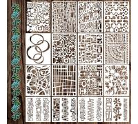 15 Pcs Geometric Stencils, Reusable Abstract Texture Stencils for Painting and Mixed Media Art Designs, Stencil for Crafts Painting on Card Canvas Paper Scrapbook Walls Wood Floor(10x8 Inch)