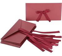 15 Pcs Gift Envelopes, 22 * 11CM Retro Kraft Buckle Envelopes, Money Envelope with Ribbons, Money Wallets for Christmas Invitations, Mother's Day, Thanksgiving, Valentine's Day (Red)