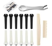 15 Pcs Guitar Bridge Pins with Acoustic Bridge Pins Puller Remover & Guitars Bridges Saddle Nut, Acoustic Guitar Pegs Replacement Parts Kit Universal Fit String Accessories for Repair Tone Upgrade