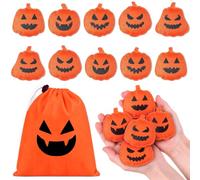 15 Pcs Halloween Pumpkin Bean Corn Bags Toss Game Party Set for October | Orange Black Cornhole Mini Bean Bags, Indoor Outdoor Tossing Games for Fall Festival Events, Family Parties -Style 3