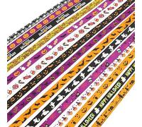 15 Pcs Halloween Ribbon, SANNIX 15 Yards 3/8 Inch Halloween Grosgrain Ribbon Ghost Spider Thin Halloween Ribbon Bat Pumpkin Ribbons for DIY Crafts Gift Wrapping Halloween Decorations