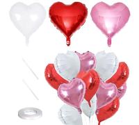 15 Pcs Heart Shape Balloons Set 18 Inch Red Hot Pink Mylar Balloons for Valentines Day Golden Wedding Brithday Party Anniversary