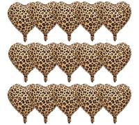 15 Pcs Leopard Print Heart Balloons 18 Inch cheetah Heart Shaped Foil Balloons for Birthday Party Jungle Adventure Baby Shower Wedding Birthday Party Camo Animal Jungle Party Supplies (Golden Brown)