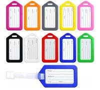 15 Pcs Luggage Tags, 3.3x1.9 Inches Plastic Luggage Identifiers with Lanyard, Name Tags Travel Accessories, Waterproof ID Tags Airplane Suitcase Labels(10 Colors)