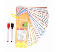 15 Pcs Maths Flash Cards for Kids, Early Learning Number Flash Cards, Educational Cards with 2 Dry Erase Pens, Toddler Maths Learning Resources for 1st to 3rd Grades (Multiplication)