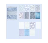 15 Pcs Mesh Collage Material Pack, Mixed Texture Non-Stick Journal Papers, DIY Scrapbooking Supplies for Writing Drawing Scrapbooking(Blue)