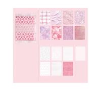 15 Pcs Mesh Collage Material Pack, Mixed Texture Non-Stick Journal Papers, DIY Scrapbooking Supplies for Writing Drawing Scrapbooking(Pink)