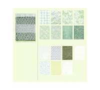 15 Pcs Mesh Collage Material Pack, Mixed Texture Non-Stick Journal Papers, DIY Scrapbooking Supplies for Writing Drawing Scrapbooking(Green)