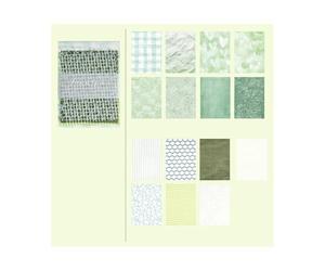 15 Pcs Mesh Collage Material Pack, Mixed Texture Non-Stick Journal Papers, DIY Scrapbooking Supplies for Writing Drawing Scrapbooking(Green)