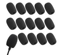 15 Pcs Microphone Cover Foam,Microphones Foams Covers Fit to Headset Mic Universal Disposable Mini Mike Windscreen Protector Dustproof Accessory for Classrooms,Conference Room,Stage(Black,30mm × 22mm)