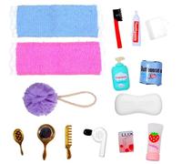 15 Pcs Mini Dollhouse Accessories Bath Mini Accessories for Dollhouse Decoration Bath Sponge Comb Toothbrush Toothpaste Cup Mirror Towel Soap Set for House Bedroom Decoration