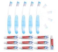 15 Pcs Mini Toothbrush and Toothpaste Set, Portable Folding Toothbrush for Travel Camping Hiking