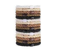 15 Pcs Mixed Color Elastic Hair Ties, Hair Bobble, Soft Woven Ponytail Holders Suitable for Thin, Medium, Thick, Straight, Curly and Wavy Hair (5.3cm/2.1in Mixed Colours)