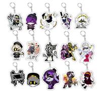 15 Pcs Murders Drones Keychain Cartoon Figure Uzi J N Cyn Keyring Pendant Cute Acrylic Chain Decor Murders Drones Merch
