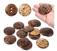 15 PCS Natural Coconut Shell Buttons, 2 Inch Large Coconut Buttons Coconuts 2 Holes Button Bulk Brown Wooden Sewing Replacement Button for Sewing DIY Crafts Clothes Decorations (50 mm)
