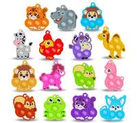 15 Pcs Popper Fidget Model, Animal Bubble Sensory Keychain Set, Stress Relief Sensory Models for Focus and Relaxation, Portable Sensory Fidget Models with Various Animal Designs (Random Color)