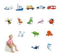 15 Pcs Potty Training Stickers Color Changing Reusable Pee Targets with Dinosaur Animal Designs for Boys Girls Toilet Training (Transportation and Insects, Style 3)