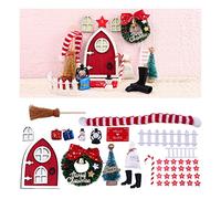 15 Pcs Red Elf Door Kit Magic Tooth Elf Door Glow in Dark Christmas Dollhouse Accessories Set for Fairy Garden Decor (1 Set)