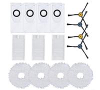 15 Pcs Replacement Parts Accessories Fits for Midea V12 Robot Vacuum Cleaner, Include 3 HEPA Filters, 4 Mop Cloths, 4 Dust Bags, 4 Side Brushes