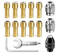 15 PCS Rotary Tool Collet Set, 0.8-3.2mm Keyless Drill Chuck Bits for Dremel Multi Chuck Compatible with 3000 4000 7700 8200, for Engraving, Grinding, and Polishing Applications