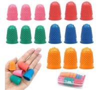 15 Pcs Rubber Thimbles, Rubber Finger Thimbles, for Finger Tips Protection, Reusable Finger Protectors, for Paperwork Money Counting Cutting Sewing Crafts (5 Sizes)