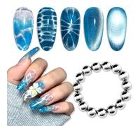 15 Pcs/Set Cat Eye Nail Magnet Round Magnetic Beads for Water Ripple Effect | Magnetic Nails Art Tools for Cat Eye Gel Nail Polish, Water Ripple, Flower, Glass Bead, Side Light, Wide Light Effects