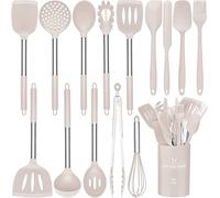 15 PCS Silicone Kitchen Cooking Utensils Set, Heat-Resistant Utensil Set with Premium Stainless Handles for Cooking and Baking, Non-Stick Spatula Kitchen Gadgets Cookware Set