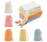 15 Pcs Sisal Soap Bag, IEMIEBSHA Natural Soap Saver Pouch and Bar Soap Bags, Colorful Soap Holder with Drawstring for Foaming and Drying The Soap Shower Bath Exfoliating Exfoliation(5 Colors)
