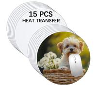 15 PCS Sublimation Mouse Pad Blanks for Heat Press Printing, White Round Rubber Mouse Mat，Crafts Sublimation Blank Mousepad 20x20CM