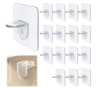 15 Pcs Transparent Adhesive Pegs Punch,Free Shelf Brackets,Self Adhesive Shelf Bracket,Self Adhesive Hooks Clapboard Sticker,Punch-Free Wardrobe Partition Holder Shelf Support for Kitchen,Bathroom